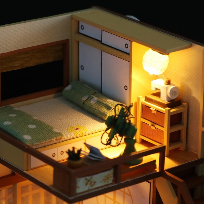 đồ chơi mô hình lắp ráp trang trí 3D ngôi nhà phong cách Nhật Bản M034 có đèn quà tặng cho bé trẻ em