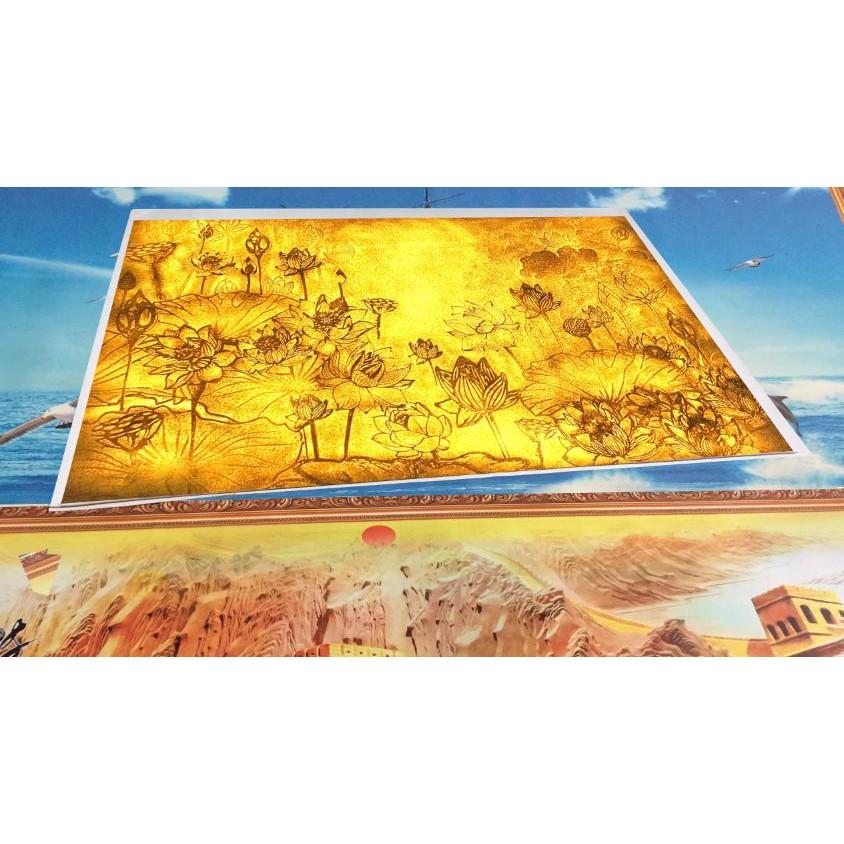 Tranh dán tường 3D phòng thờ - vải lụa kim tuyến