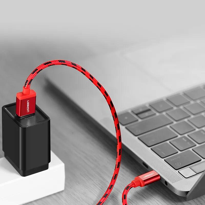 Ugreen UG40483US250TK 0.5M màu đỏ Cáp sạc USB TypeC cao cấp - HÀNG CHÍNH HÃNG