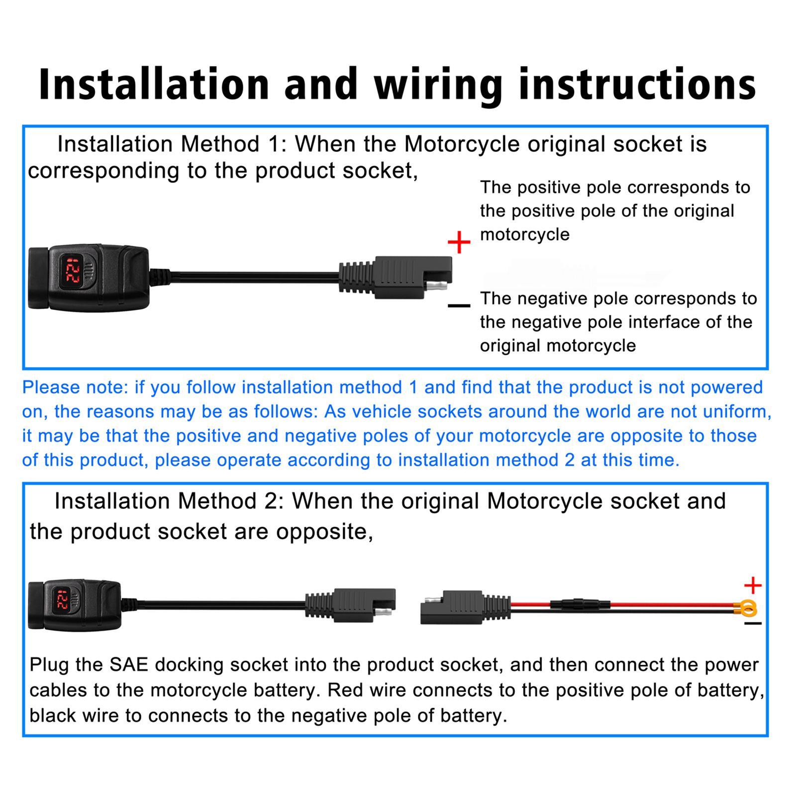 Motorcycle USB Charger Type C PD and .0 Fast Charging SAE to USB Adapter Red