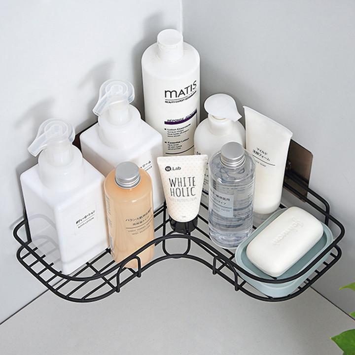 Kệ Dán Góc Tường Tam Giác Đựng Đồ Nhà Tắm, Nhà Bếp Kim Loại - Free Ship Toàn Quốc