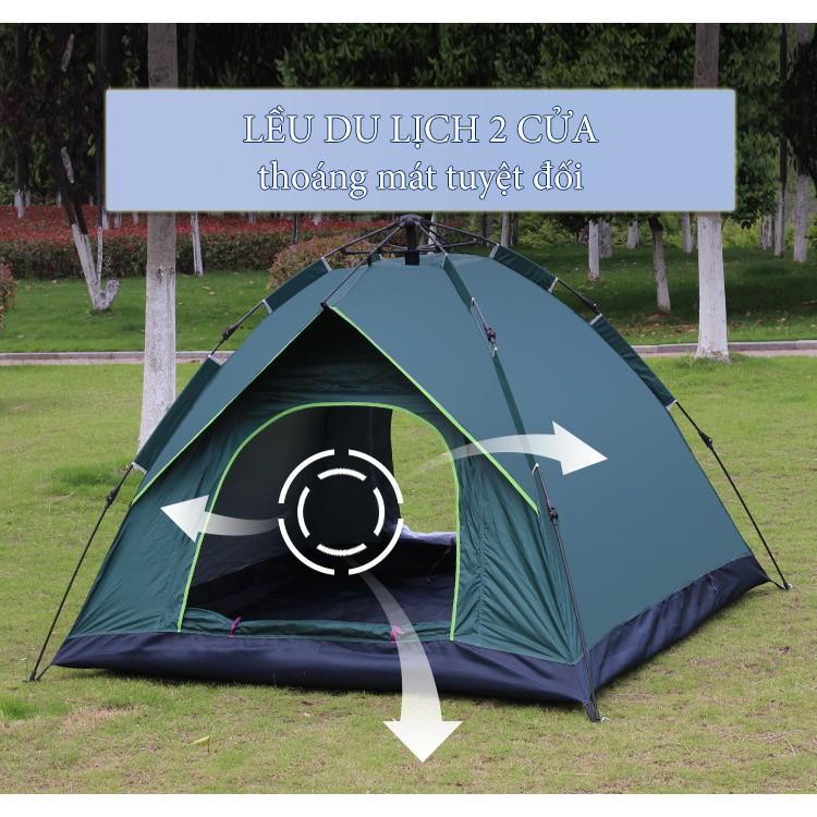 Lều cắm trại 2 người với 2 cửa 2 lớp chống nắng hiệu quả loại bung tự động cao cấp