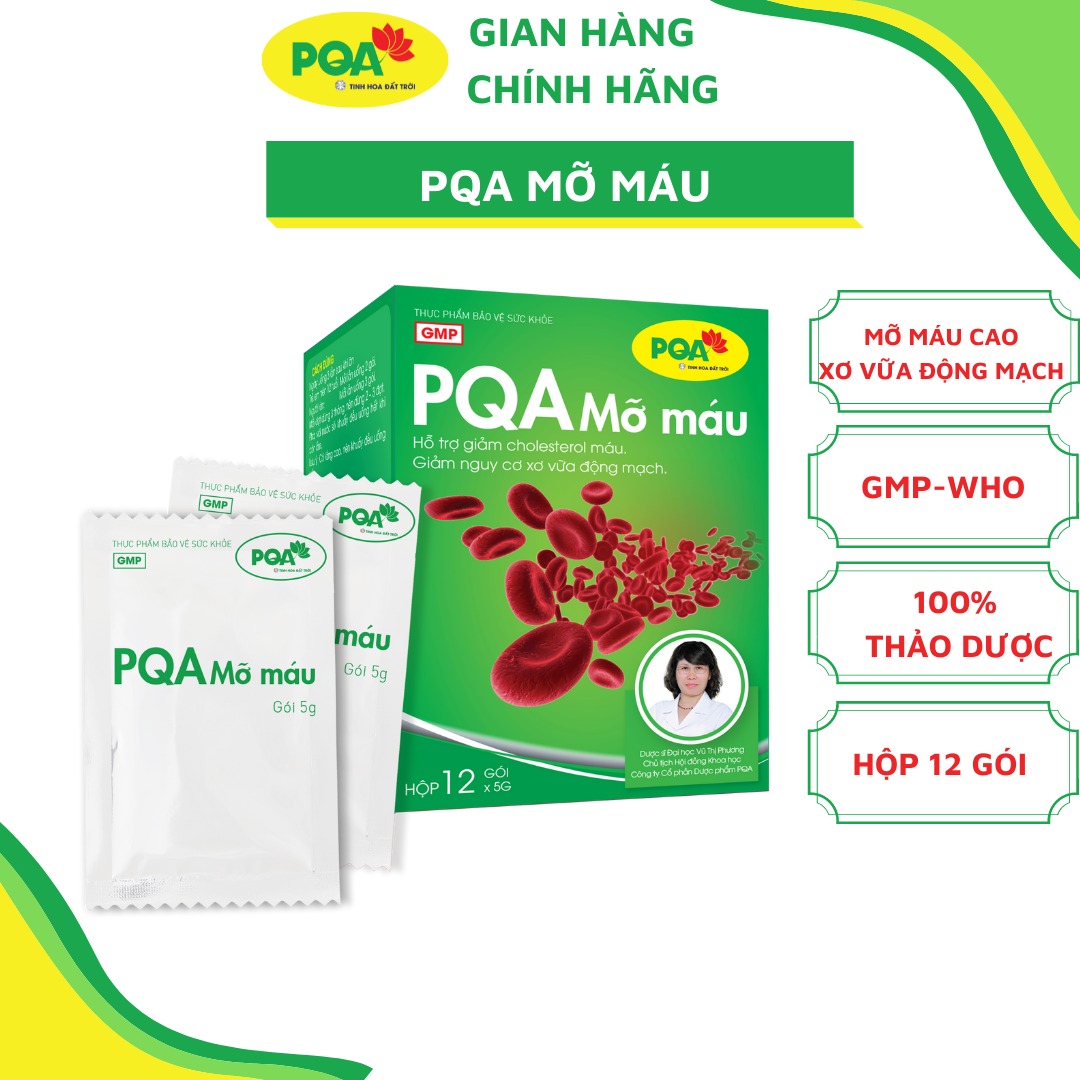 PQA Mỡ Máu là dược phẩm thảo dược có tác dụng tư âm, mát huyết, hỗ trợ ngăn ngừa mỡ máu, hạn chế Cholesterol toàn phần, hỗ trợ ngăn ngừa xơ vữa mạch máu.