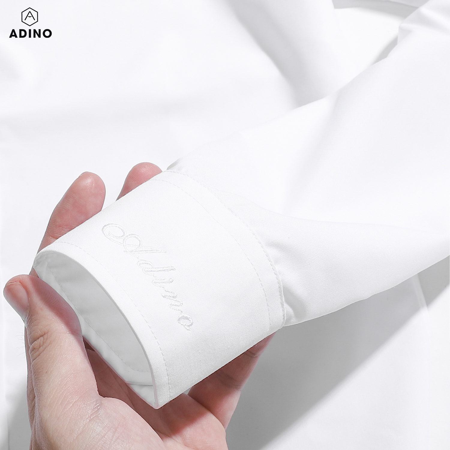 Hình ảnh Áo sơ mi nam tay dài ADINO màu trắng tinh vải sợi sồi modal dáng slimfit trẻ trung S302