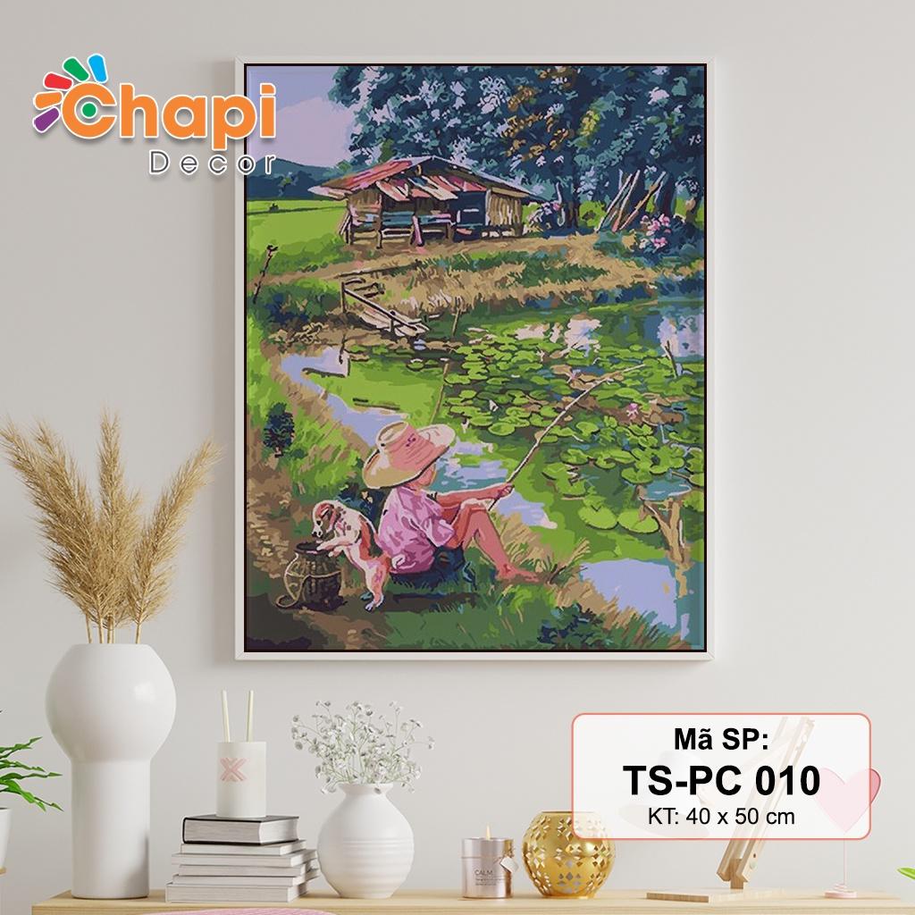 Tranh tô màu số hóa Chapi Đồng Quê Bình Yên KT 40x50cm căng sẵn khung, Có dầu bóng l Chapi Decor