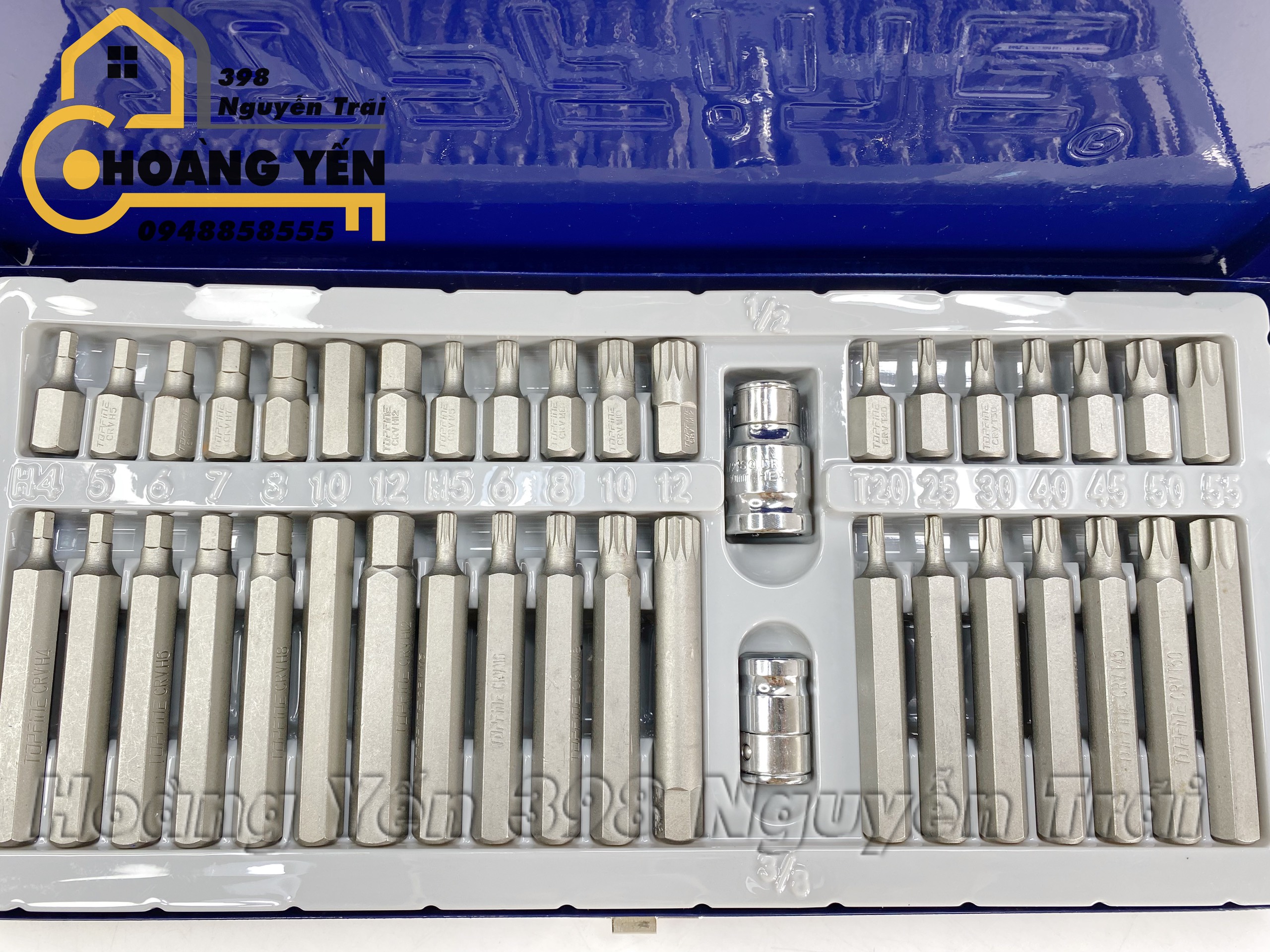 Bộ đầu mũi vít lục giác hoa thị, lục giác bông 40 chi tiết TOPFINE TF-170582 Bộ đầu mũi vít đa năng Bộ đầu lục giác đa năng