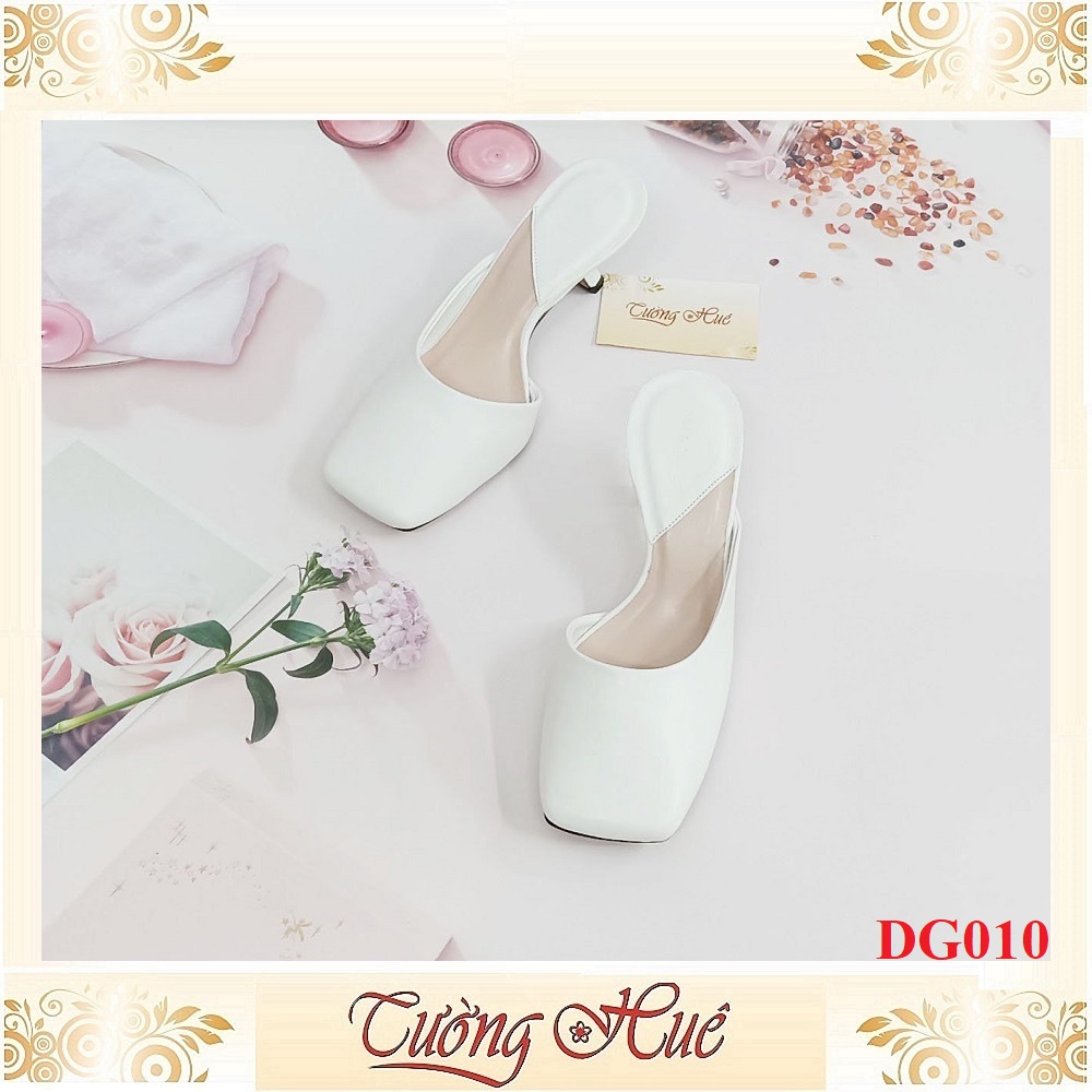 Dép Sục Nữ Cao Gót Mũi Vuông Khoét Eo Gót Cao 6CM - DG010