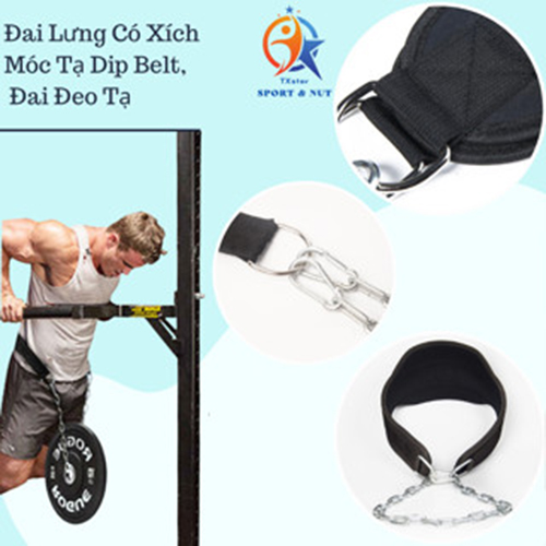 Đai lưng xích móc tạ đại lưng treo tạ TXstar giúp bảo vệ vùng thắt lưng cột sống khi tập, hỗ trợ đa dạng các bài tập gym