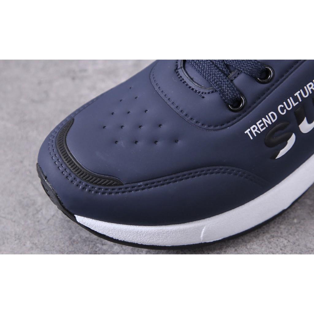 Giày Sneaker nam, Giày thể thao da nam, ba màu đen - xanh - trắng, đế cao su nguyên khối, đế nén khí đàn hồi G147