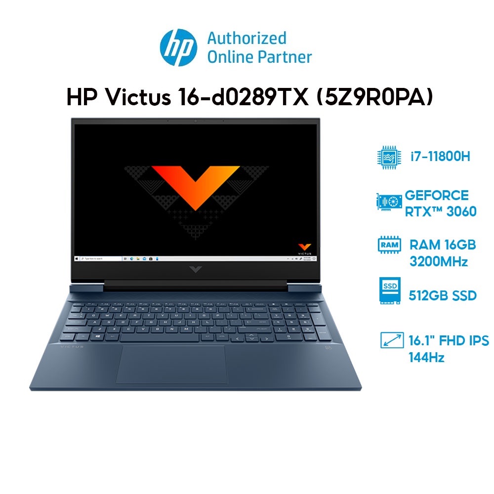 Laptop HP Victus 16-d0289TX (5Z9R0PA) (i7-11800H | 16GB | 512GB | GeForce RTX 3060 6GB | 16.1' FHD 144Hz | Win 11) Hàng chính hãng