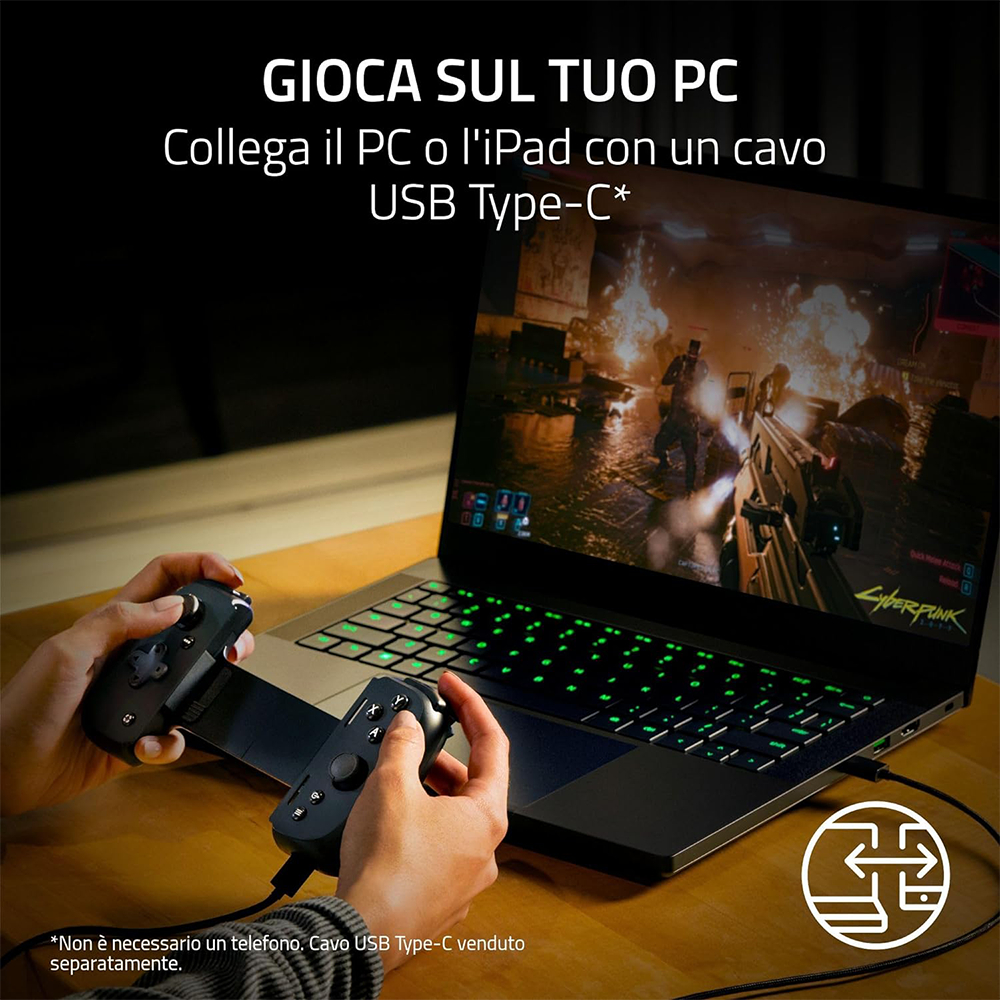Tay cầm điện thoại Razer Kishi V2 USB C - Gaming Controller for iPhone and Android_Mới, hàng chính hãng