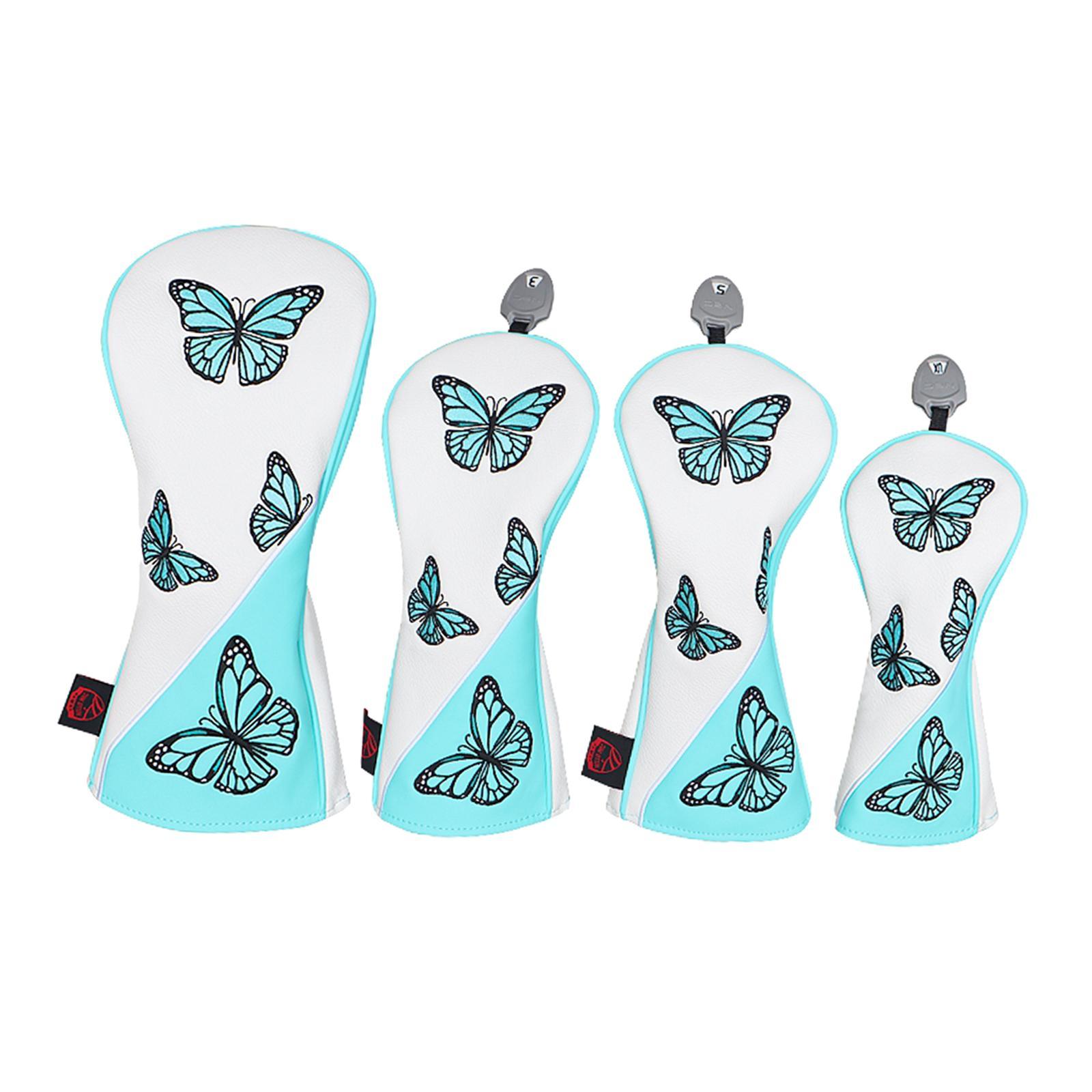 4x Golf Club Head Cover Golf Shaft Protector Professional PU Leather Durable Golf Headcovers Golf Driver Head Covers for Hybrid Fairway Wood