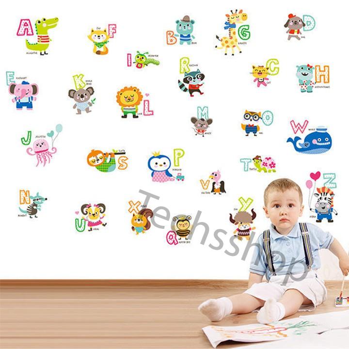 Decal Dán Tường Chữ Cái Và Thú Ngộ Nghĩ Dễ Thương Cho Các Bé - Bảng Chữ Cái Lớp 1