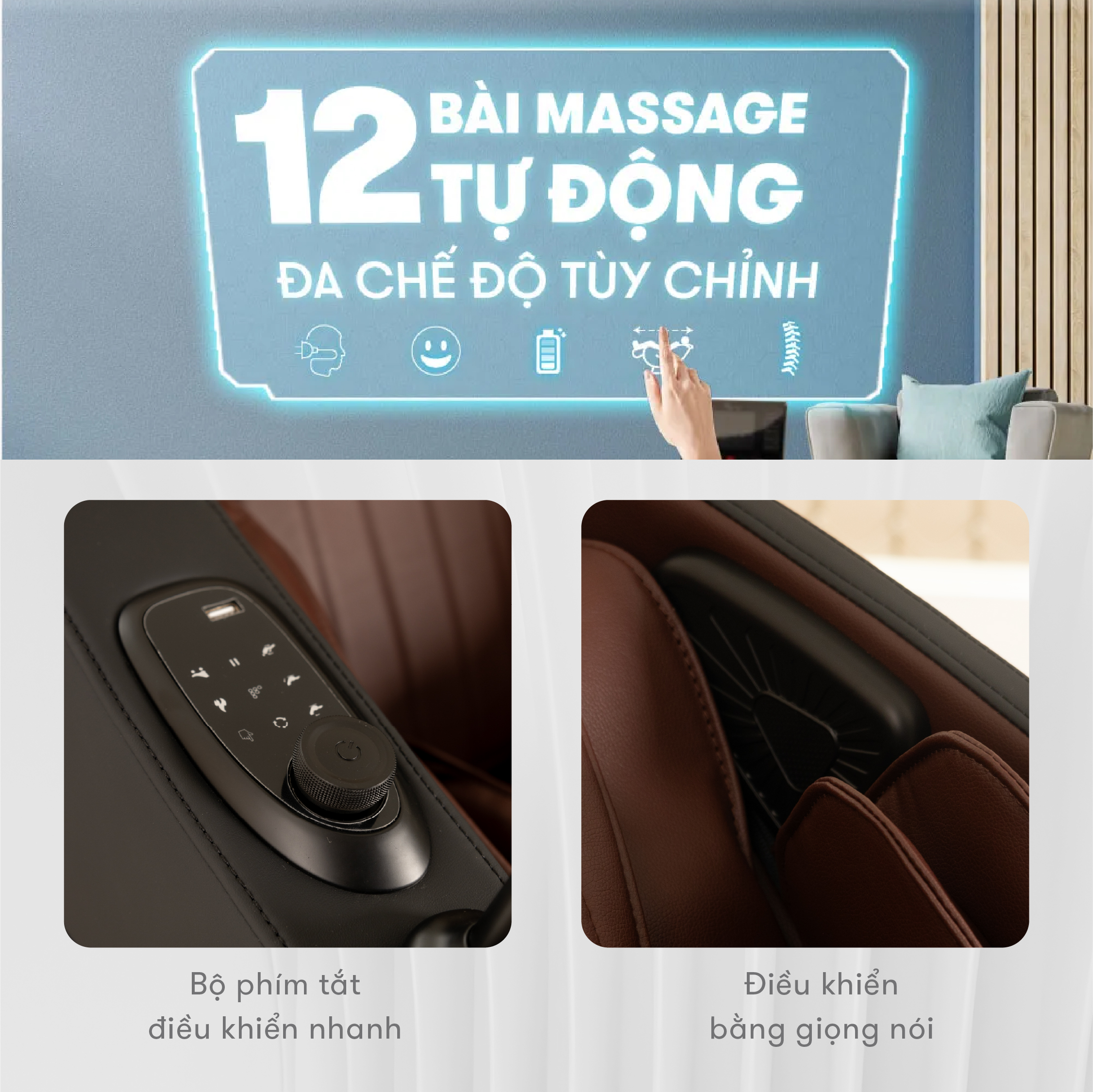 Ghế Massage ELIP D5 New - Công nghệ 2E Olymplus, 12 Bài Massage Tự Động, Day Ấn Huyệt Bàn Chân