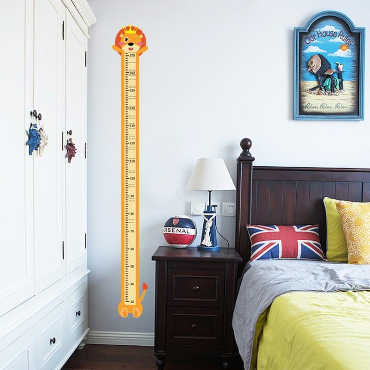 Decal dán tường thước đo chiều cao trẻ em bé hình con vật