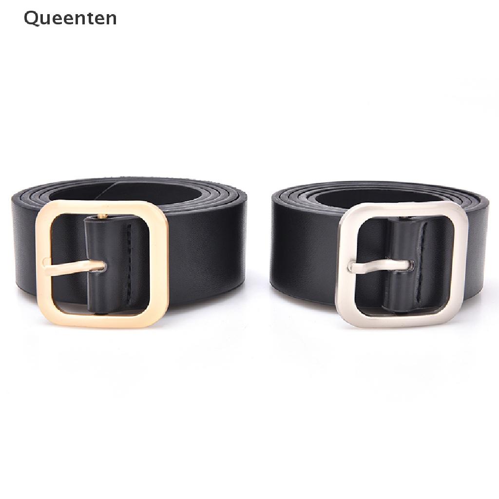 Queenten Fashion Women Girls Belts Leather Square Metal Pin Buckle Waist Belt Waistband VN