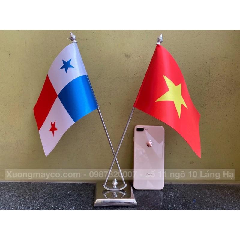 Cờ để bàn đế inox đôi