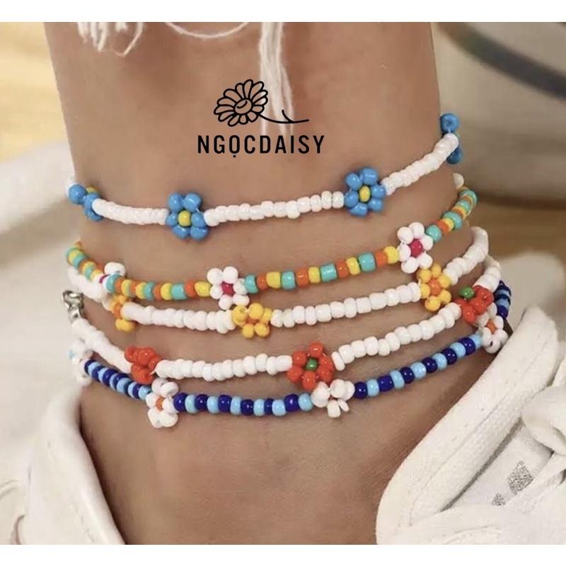 N08 Vòng lắc chân handmade hoa daisy xinh sắn nhiều màu nhiều kiểu