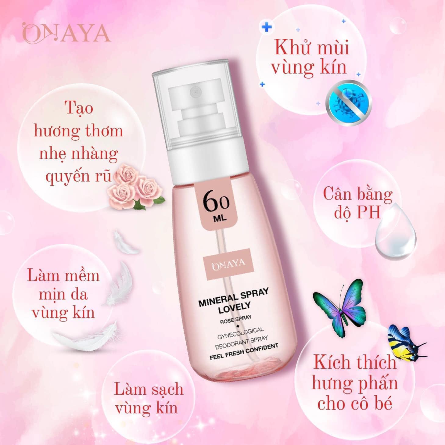 XỊT KHOÁNG KHỬ MÙI VUNG KIN MINERAL SPRAY LOVELY - ROSE SPRAY