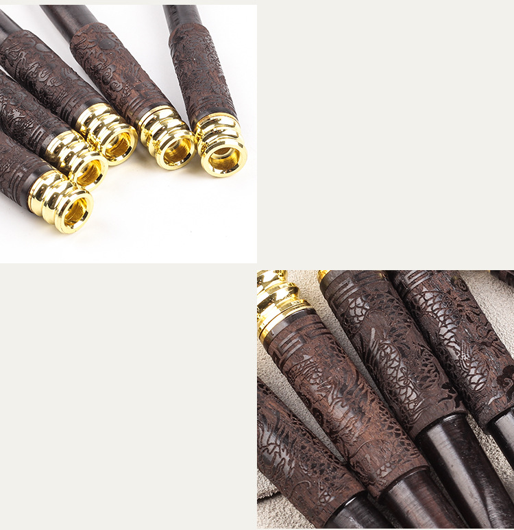 Tẩu thuốc gỗ mun khảm khoa văn siêu đẹp sang trọng cao cấp - tặng kèm 1 dụng cụ vệ sinh tẩu