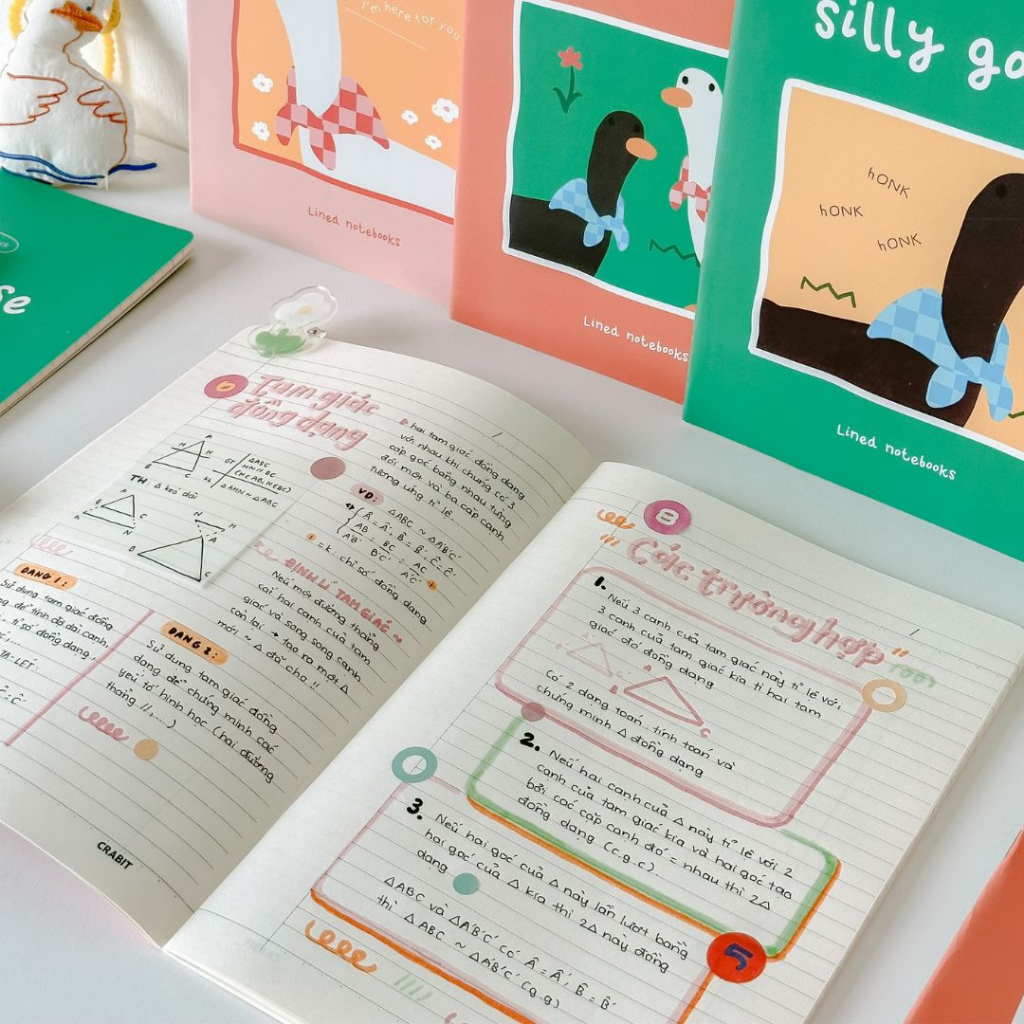 Vở học sinh - Vở kẻ ngang - 80 trang - hoạ tiết ngỗng vịt cute pastel Crabit Silly Goose