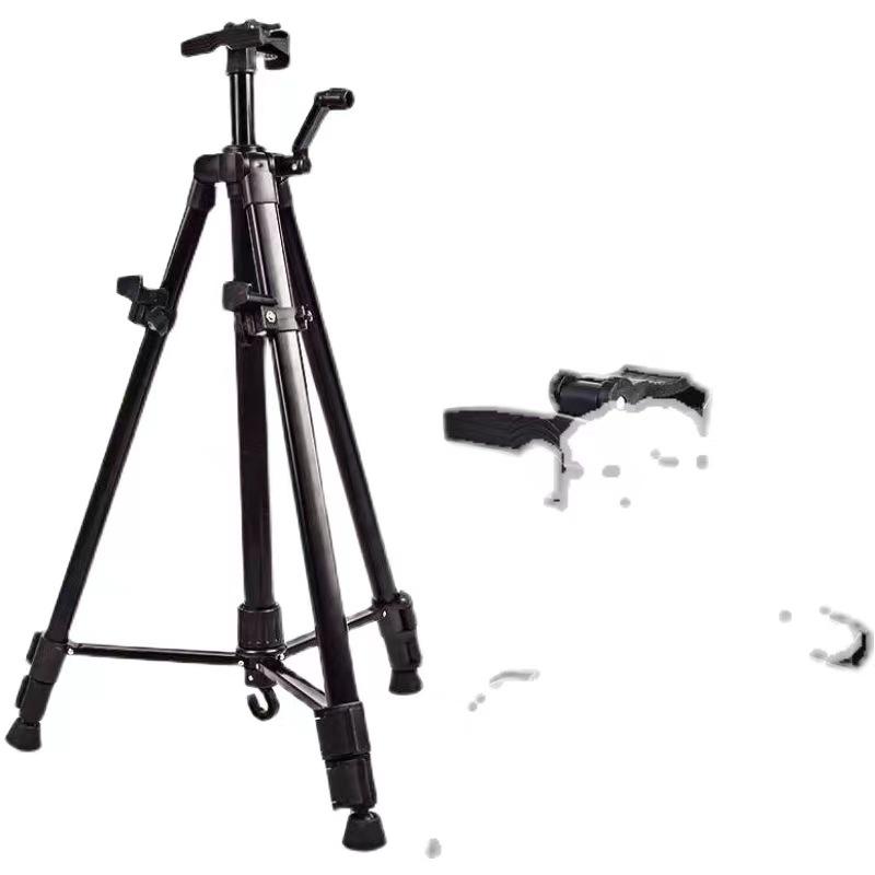 Phong cách mới nhất giá vẽ quay tay di động sắt đen gấp kính thiên văn kim loại giá vẽ phác thảo giá ba chân
