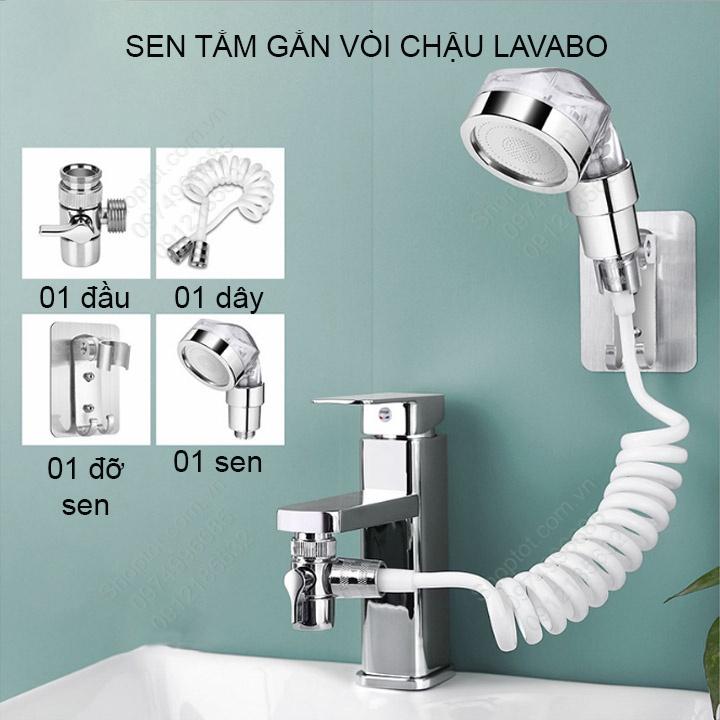 Đầu sen tắm tăng áp gắn vòi chậu rửa Lavabo, gắn vòi chậu rửa bát tiện dụng