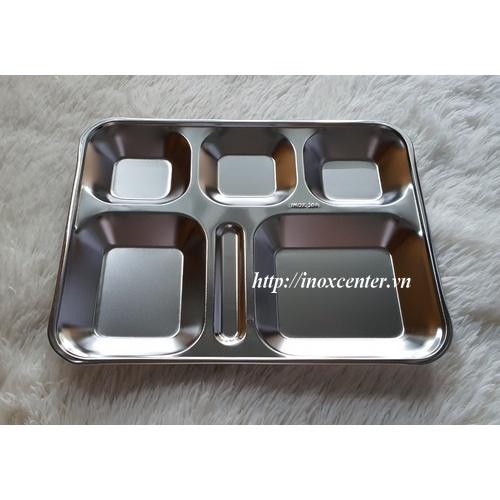 Khay đựng cơm 5 ngăn inox 201,Hộp cơm Văn phòng , Khay cơm cho bé KT : 355X280X30 mm