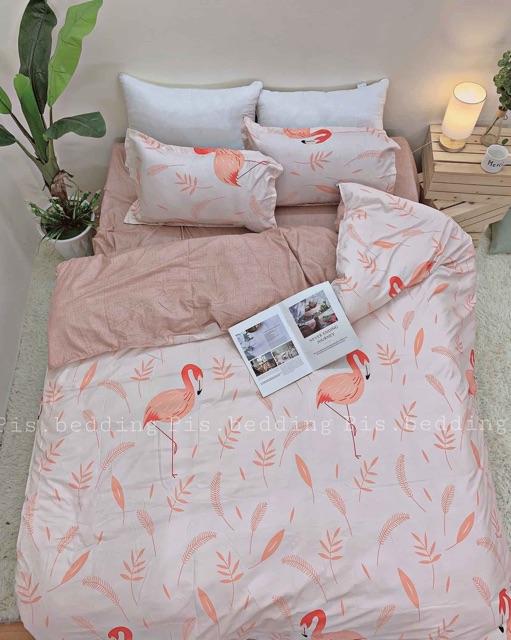 Chăn ga gối cotton poly - Hạc cam siêu phẩm!