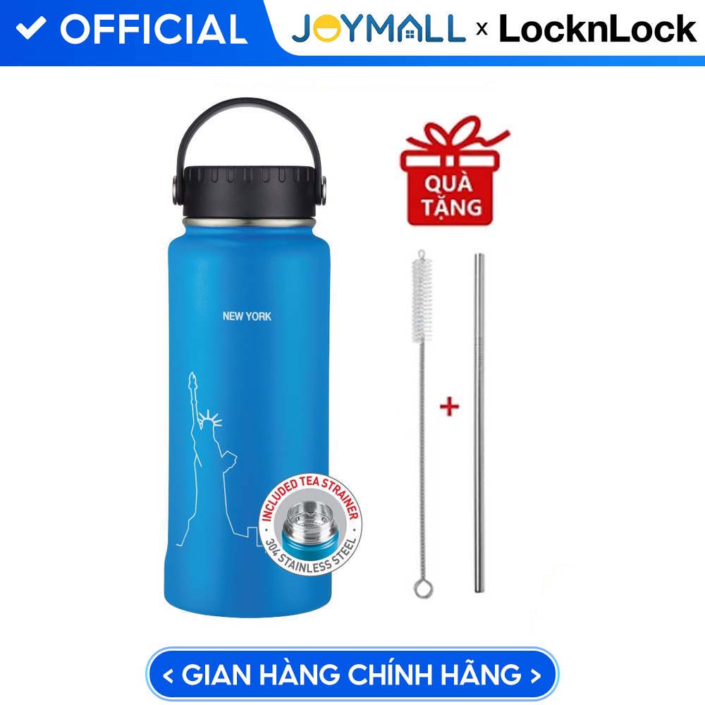 Bình Giữ Nhiệt Lock&Amp;Lock Riga Tumbler Lhc4160 897Ml - Hàng Chính Hãng, Bằng Thép Không Gỉ, Có Lưới Lọc Inox - Tặng Kèm Ống Hút Và Cọ Rửa Ống Hút - Xanh Dương
