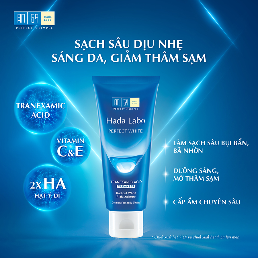 Kem Rửa Mặt Dưỡng Trắng Hada Labo Perfect White Tranexamic Acid Cleanser