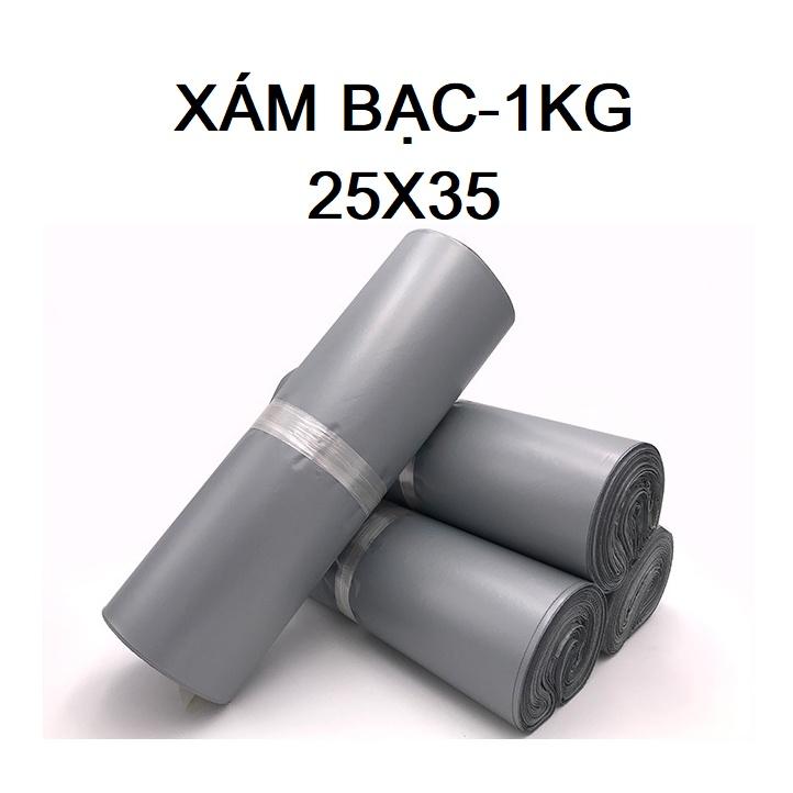 Túi gói hàng loại TIẾT KIỆM size 25x35 cuộn 1kg màu xám bạc