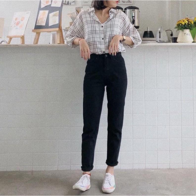 Quần Baggy Nam/Nữ Đen Tuyền Basic, Lưng Cao Siêu Đẹp, Không Co Giãn