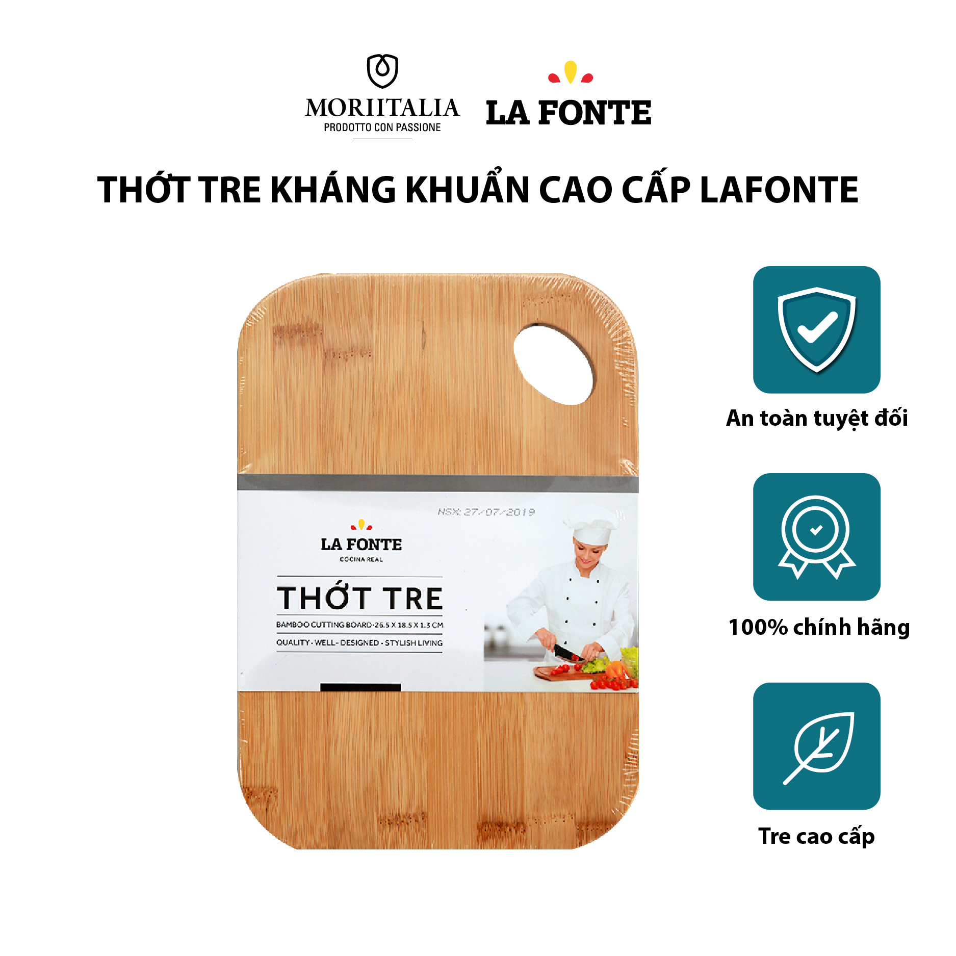 Thớt Tre La Fonte 26.5x18.5x1.3 Cm - 180589