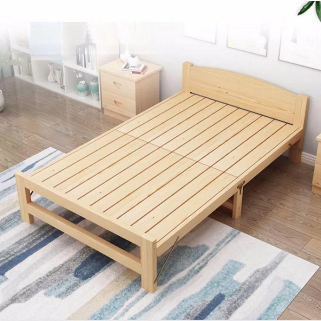 ( tặng đệm gối) Giường ngủ gỗ thông 60x195 cm gấp gọn tiện dụng