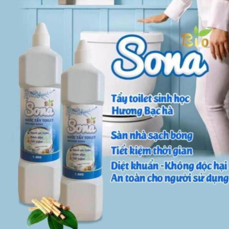 Tẩy vệ sinh nhà tắm bồn cầu toilet hương quế Sona 1L diệt khuẩn 99.9% an toàn cho sức khỏe với công nghệ sinh học