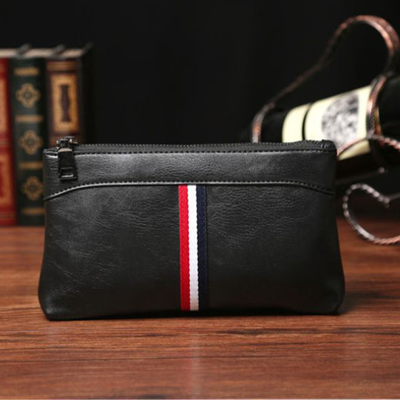 Men's Clutch Key Card Coin Purses Pouches Wallet - Black