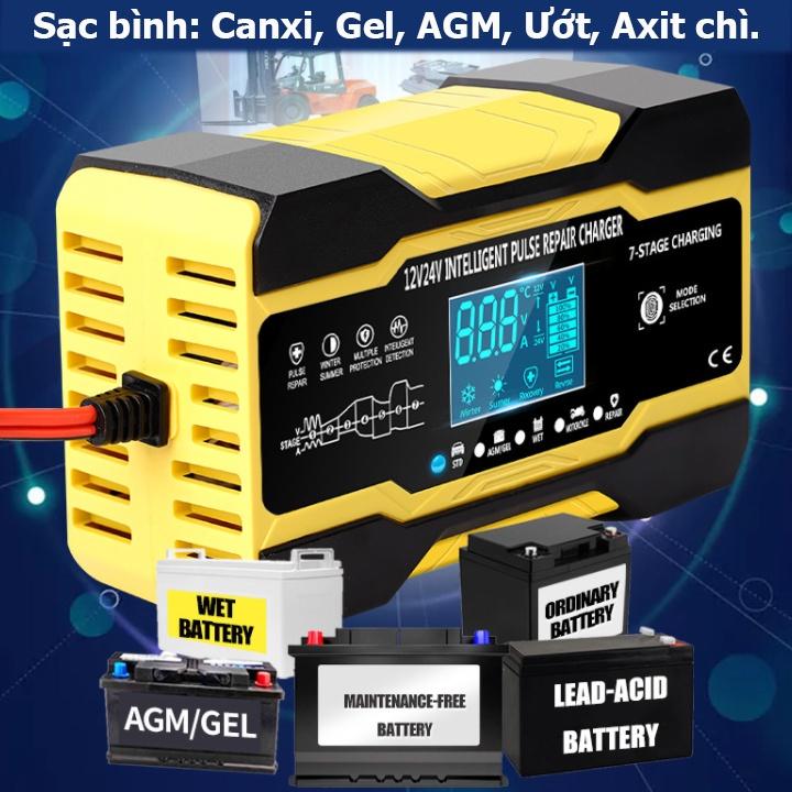 Sạc bình ắc quy 12V-24V/10A 6-150ah có khử sunfat phục hồi bình dùng cho cả bình khô và nước từ 6Ah-150Ah