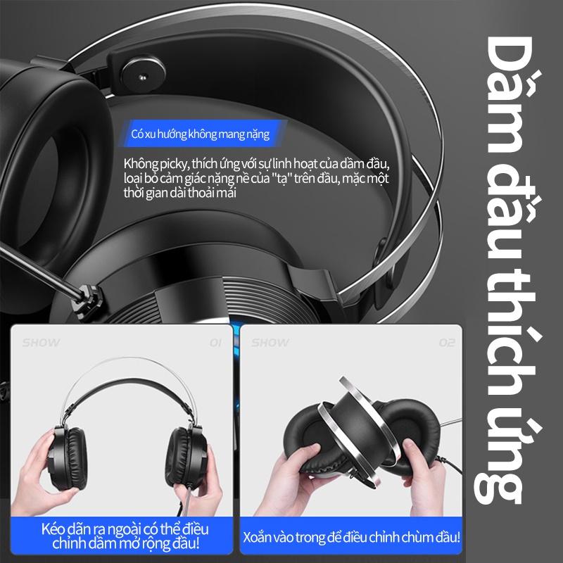 Tai nghe chụp tai máy tính GAMING MC Q9 có đèn LED đổi màu, có mic đàm thoại,headphone chơi game trên laptop