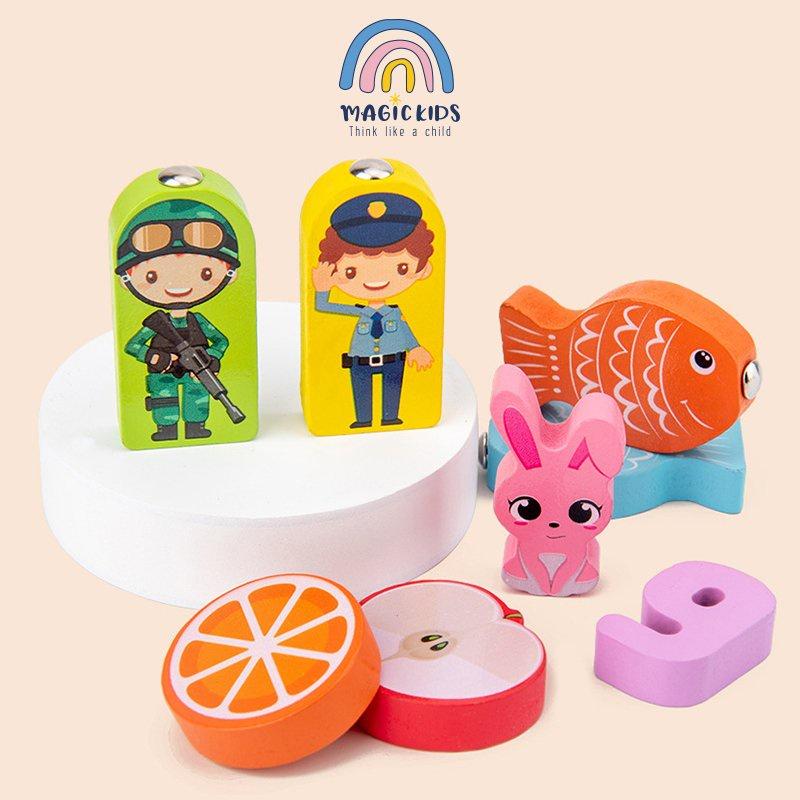 Bộ đồ chơi câu cá nam châm kèm chữ cái và số bằng gỗ cho bé Magickids đồ chơi giáo dục phát triển trí tuệ trẻ em PK21005