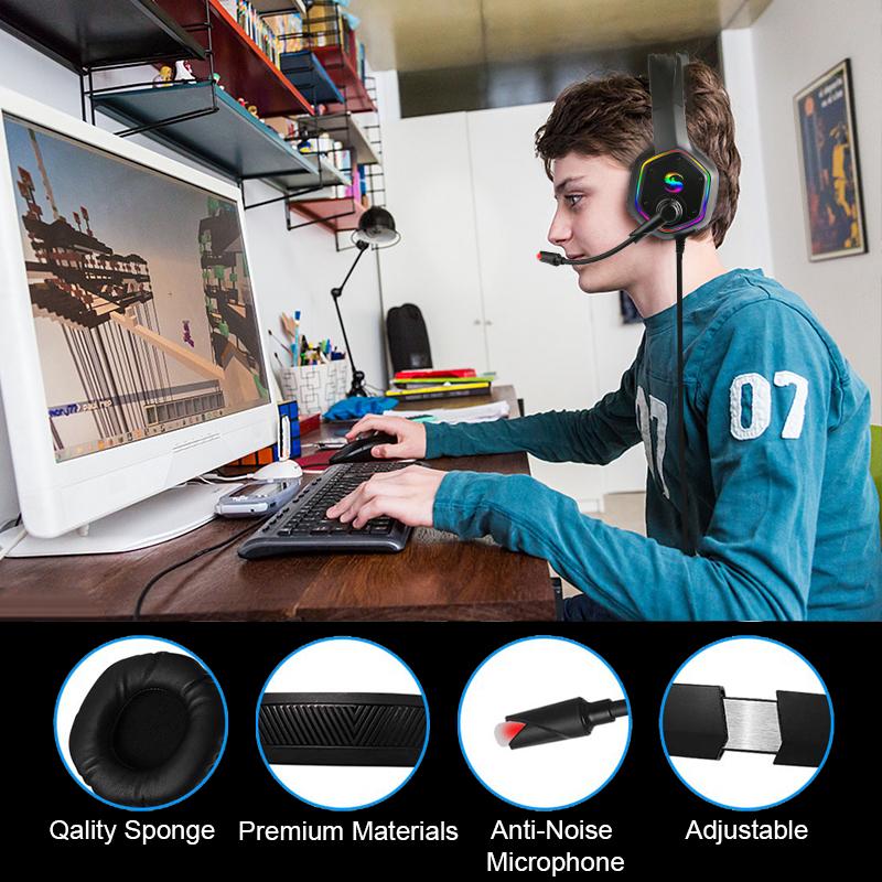 7.1 Stereo Chơi Game RGB Tai Nghe Game Thủ Tai Nghe Có Mic Cho PC PS4 PS5, trên Tai Chống Ồn Máy Tính Điện Thoại Tai Nghe Nhét Tai