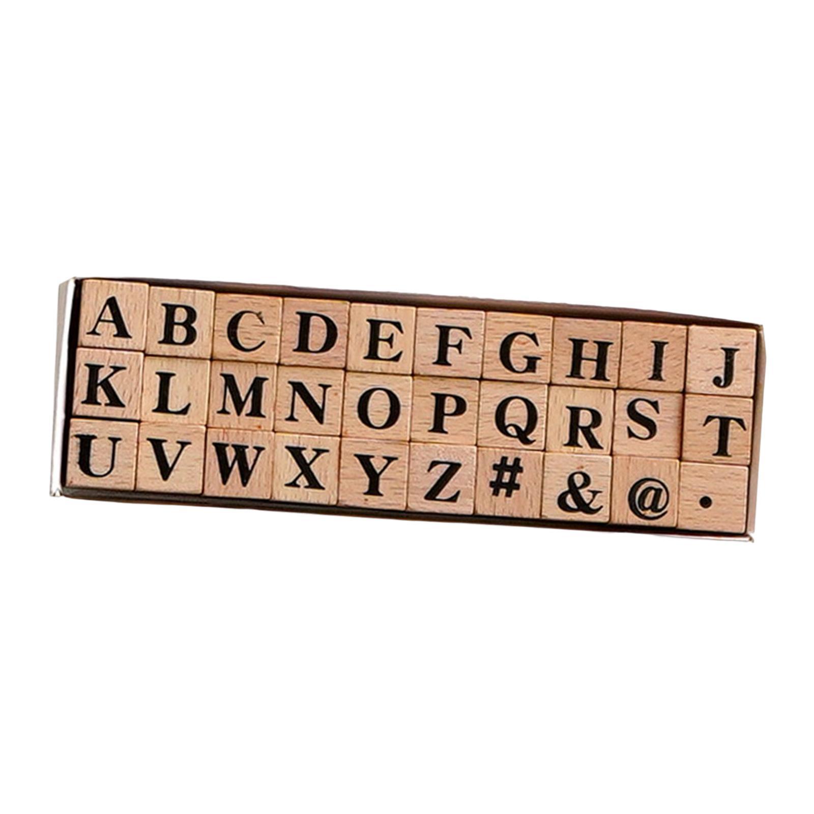 Set of Wooden Letters Rubber Stamp Set Scrapbook Stationery DIY Art Crafts