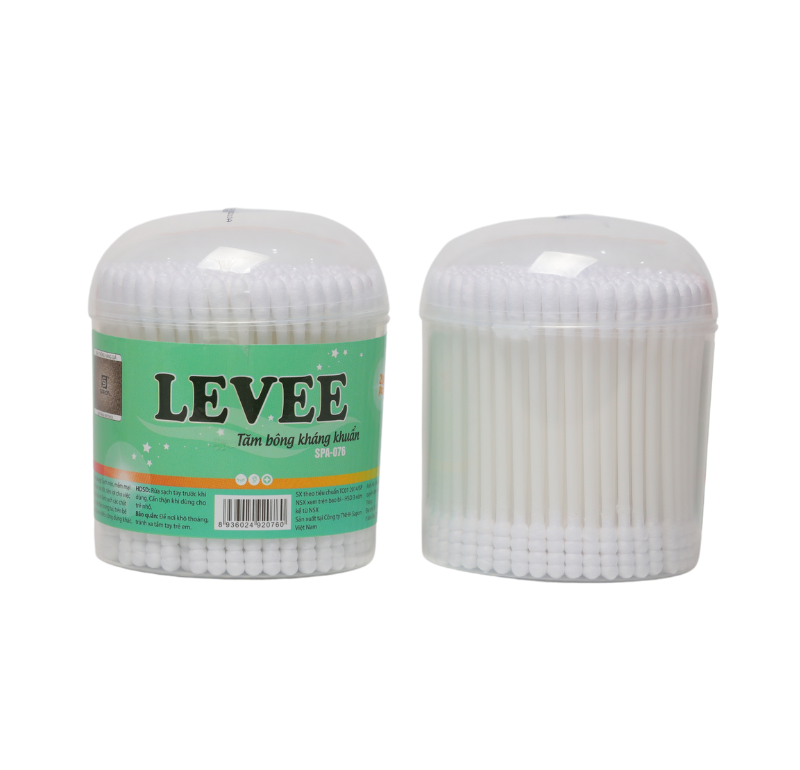 Lốc 12 hộp Tăm bông Levee người lớn thân nhựa hộp 200 que SPA-076