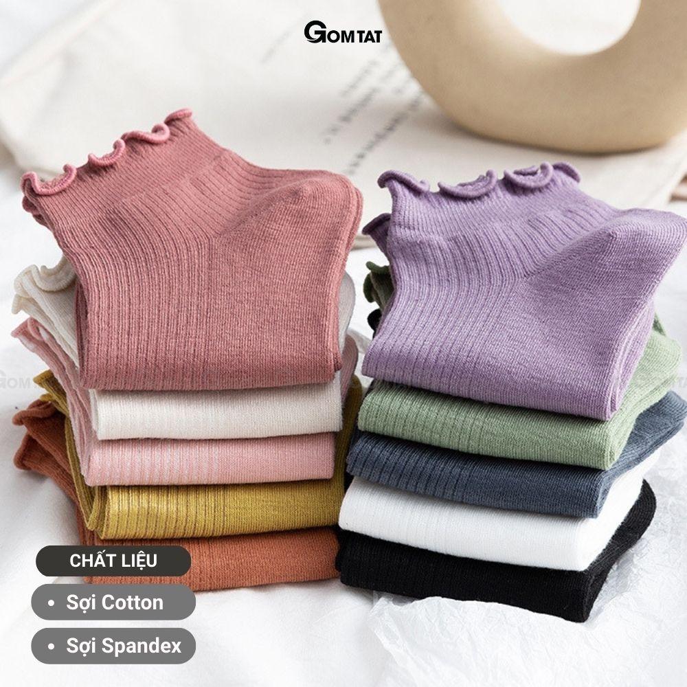 Tất vớ nữ cổ ngắn GOMTAT cổ bèo nhẹ nhàng, chất liệu cotton mềm mại, thấm hút, thoáng khí - NGANCOBEO-FIVE-2004-1DOI