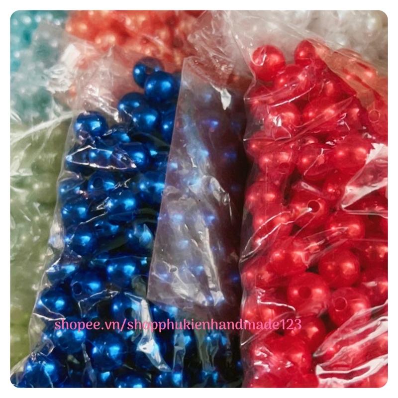 1kg1 túi hạt cườm/ hạt giả ngọc trai/ hạt nhựa 8mm