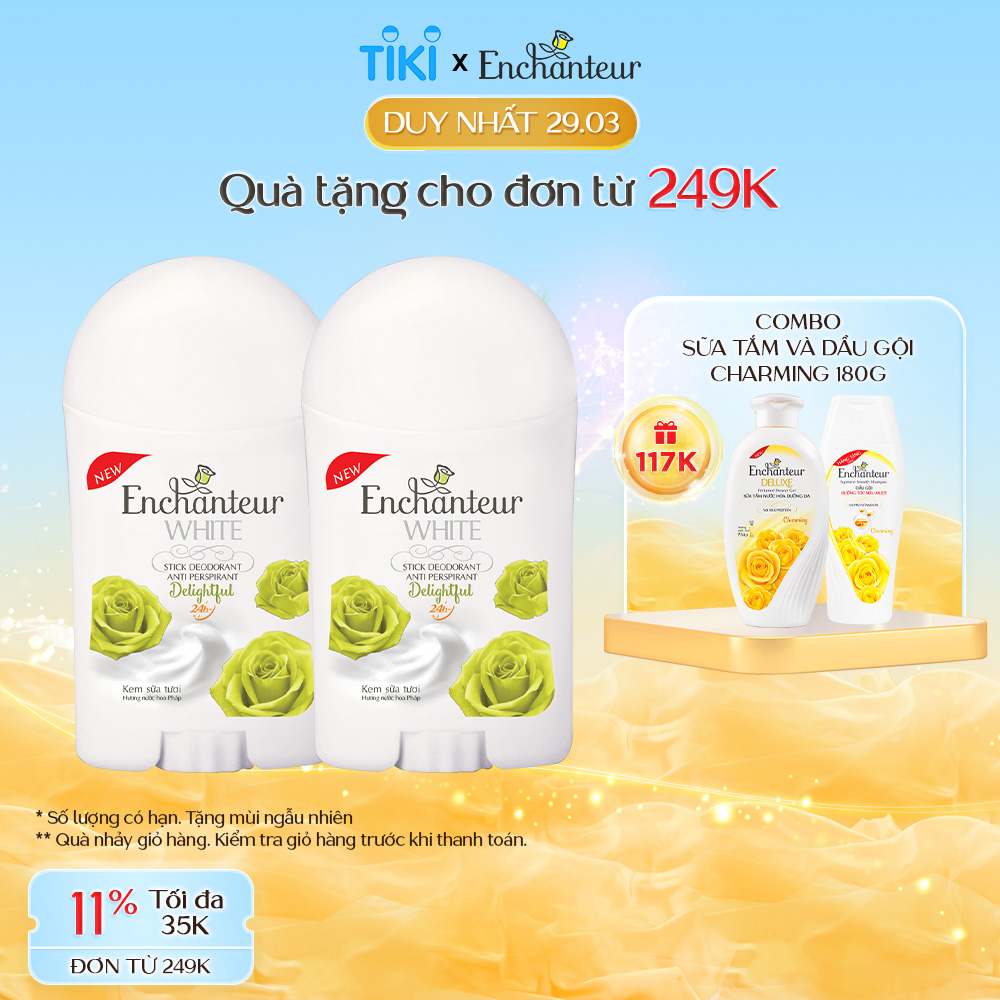 Combo 2 Sáp khử mùi trắng da Enchanteur Delightful 40g/chai