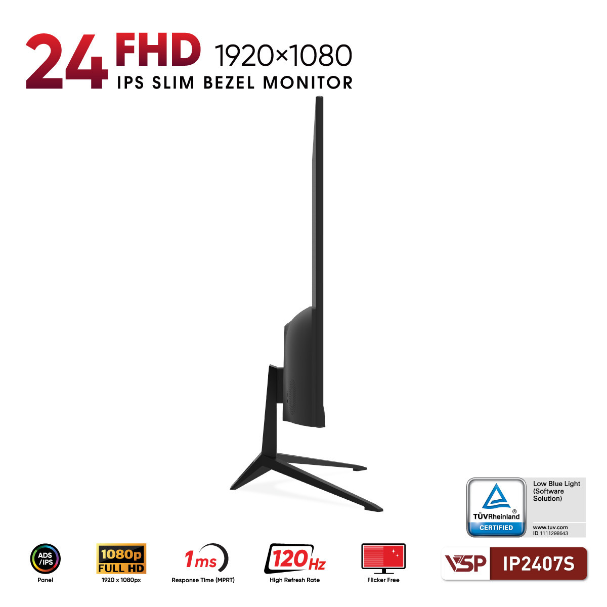 Màn Hình VSP IP2407S (24 inch / IPS / FHD / 120Hz / 1ms) - Hàng Chính Hãng