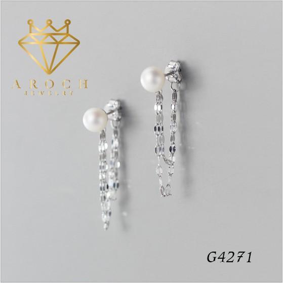  Khuyên tai bạc Ý s925 tua rua đính ngọc G4271 - AROCH Jewelry