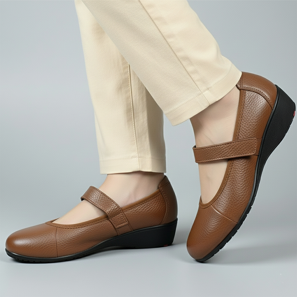 Giày Nữ Búp Bê Đế Xuồng HA NAM Da Bò Thật Thời Trang Cao Cấp 5cm GBBN2059