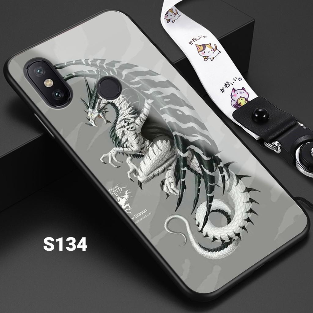 ỐP LƯNG KÍNH CƯỜNG LỰC DÀNH CHO XIAOMI MI A2 - MI A2 LITE IN HÌNH RỒNG .